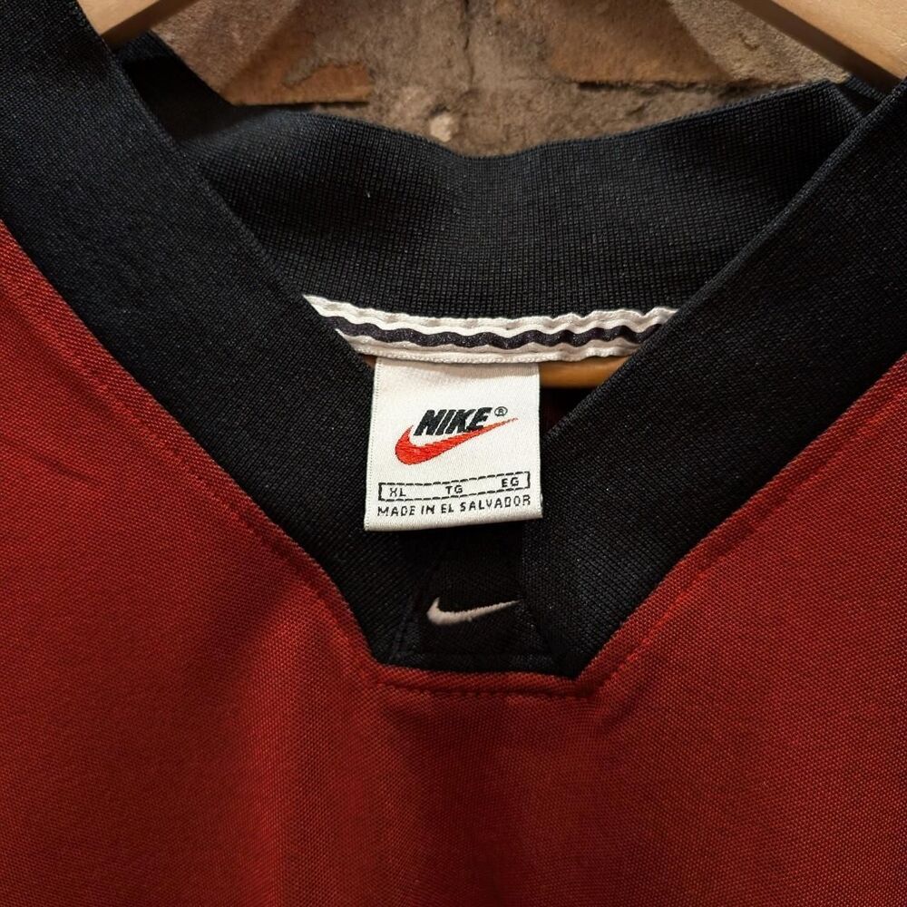 Vintage Nike 90s Center Swoosh Burgundy Jersey Shirt Baggy Hip Hop XL Retro